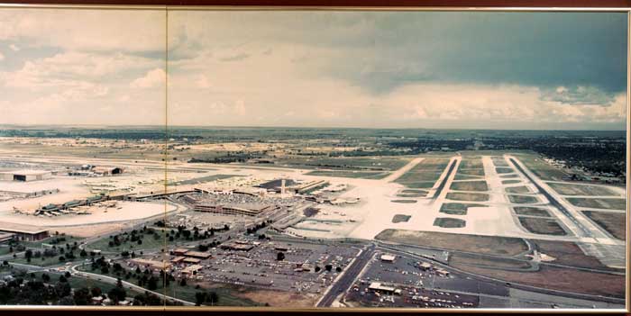 Aerial view of Stapleton's airport beginnings.