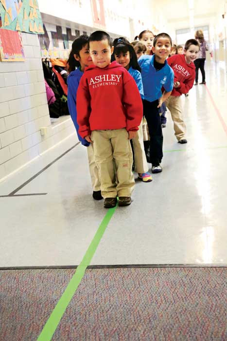 Students walking in the hall