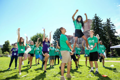 GW Incoming 9th graders do team building exercises at their 9th Grade Academy which was held on the campus of Denver University.