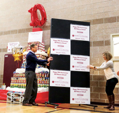 Bill Roberts K-8 School celebrated their 10th anniversary by collecting canned goods that will be given to charities. DPS Superintendent Tom Boasberg joined their festivities. 