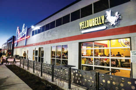 Yellowbelly Chicken is located at the southeast corner of Stanley Marketplace.