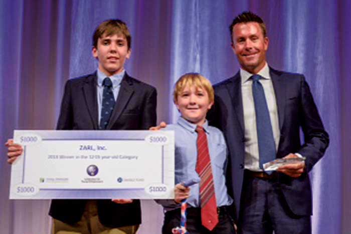 Young entrepreneurs at award ceremony