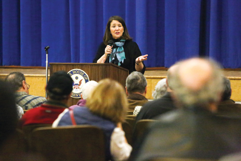 Rep. Diana DeGette briefs constituents on expected legislative initiatives this year in Congress before taking questions.
