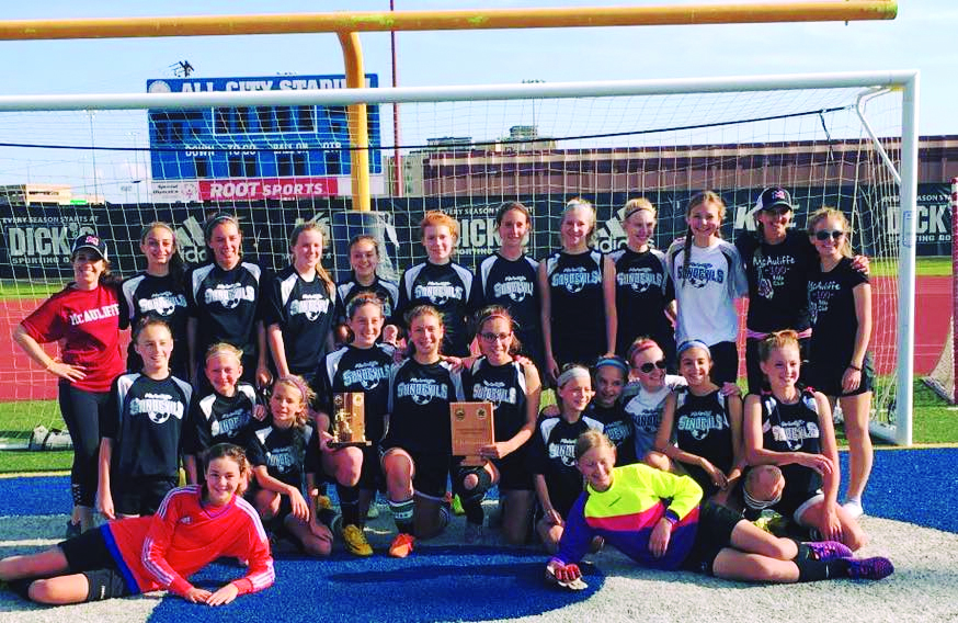 The McAuliffe girls soccer team ended their 11-0 season as winner of the City championship. They won a hard-fought semi-final game against Slavens in the last minute of the second overtime—then won the Sun Devils first ever City Championship in a shut out against Morey. “The winning was fun,” observed Coach Linsey Olesiak, “but the part that I enjoyed most was how these girls became a family throughout the course of the season. They were an absolute joy to coach.”