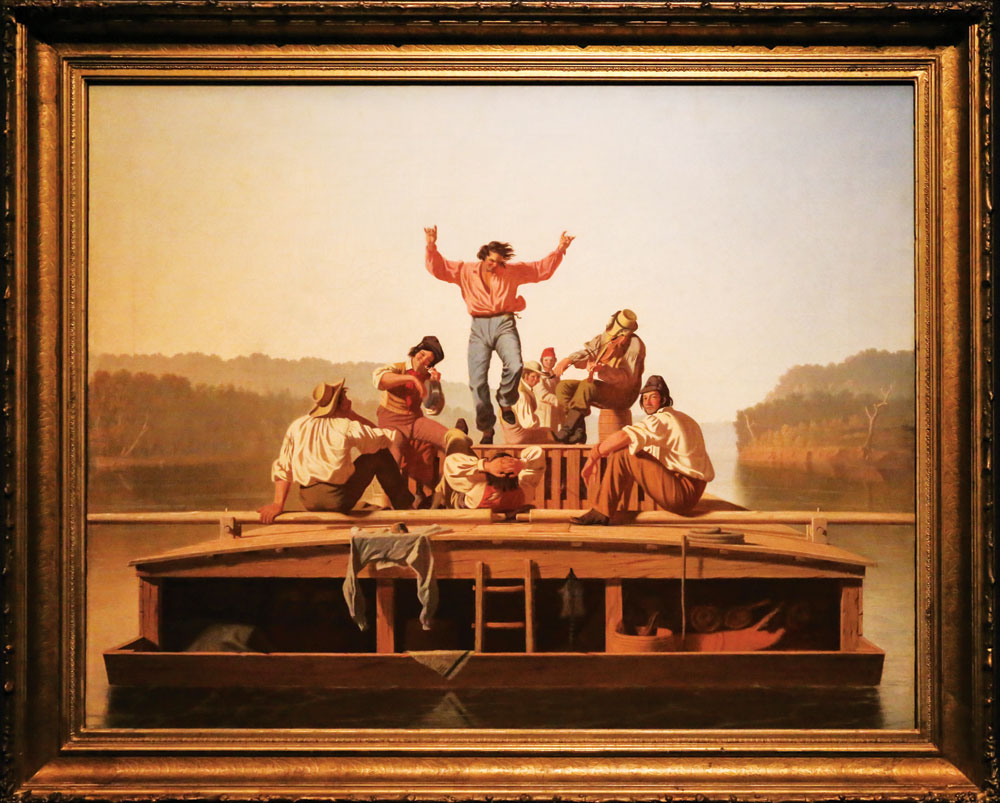 The Jolly Flatboatmen by George Caleb Bingham captures a spontaneous outburst of dance. (1846)