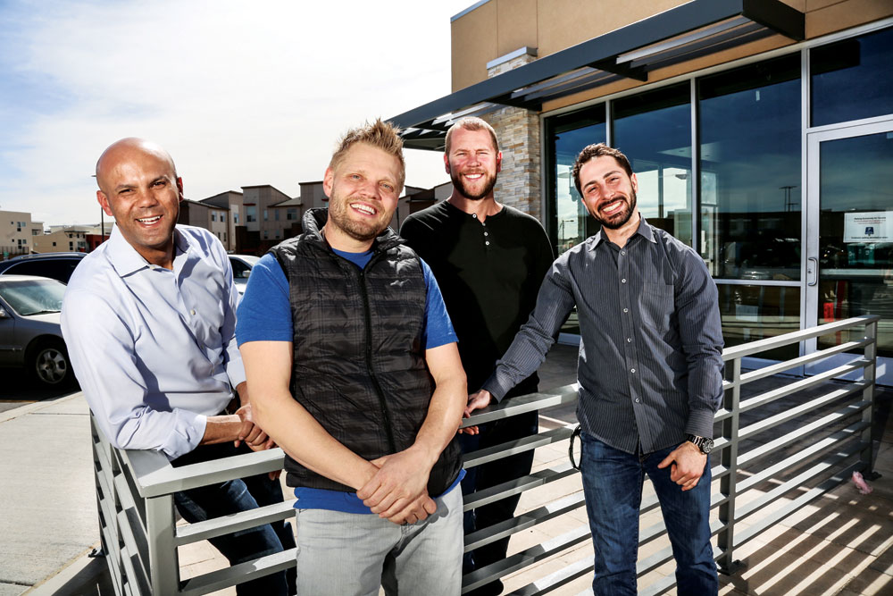 Left to right: Christopher Marrey, COO/owner; Lon Symensma, chef/owner; Luke Bergman, executive chef/owner; and Jose Rodriguez, general manager, are shown at Concourse Restaurant Moderne in Eastbridge, which is expected to open in April.