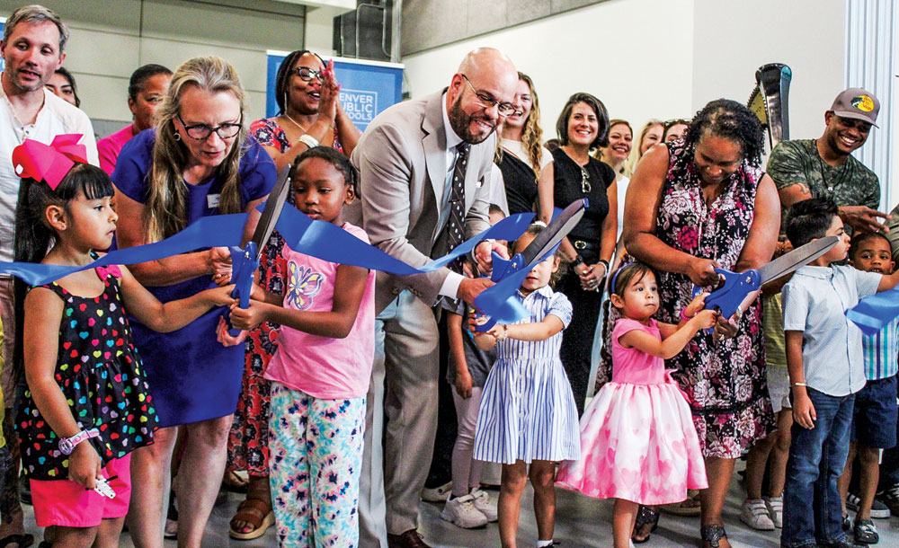 Denver Public Schools Superintendent Alex Marrero helped cut the ribbon at the new fully electrified facility—The Responsive Arts & STEAM Academy Far Northeast or RASA